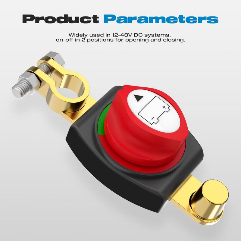 Malictele Top Post Battery Disconnect Switch, On/Off 275A Negative Battery Quick Disconnect 12-48V Heavy Duty Kill Switch for Car, Vehicle, RV and Boat - Image 5